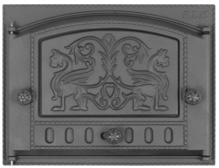 Дверка каминная ДК-2Б "Грифоны" крашеная (375x300) RL17 (Р)